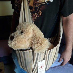 NEW Tan Brown Striped Puppy Dog Cat Pet Shoulder Bag